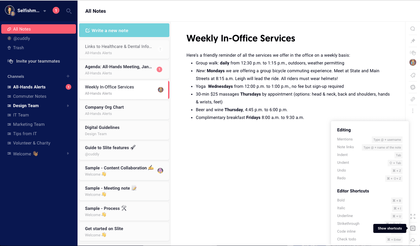 Slite team collaboration platform interface