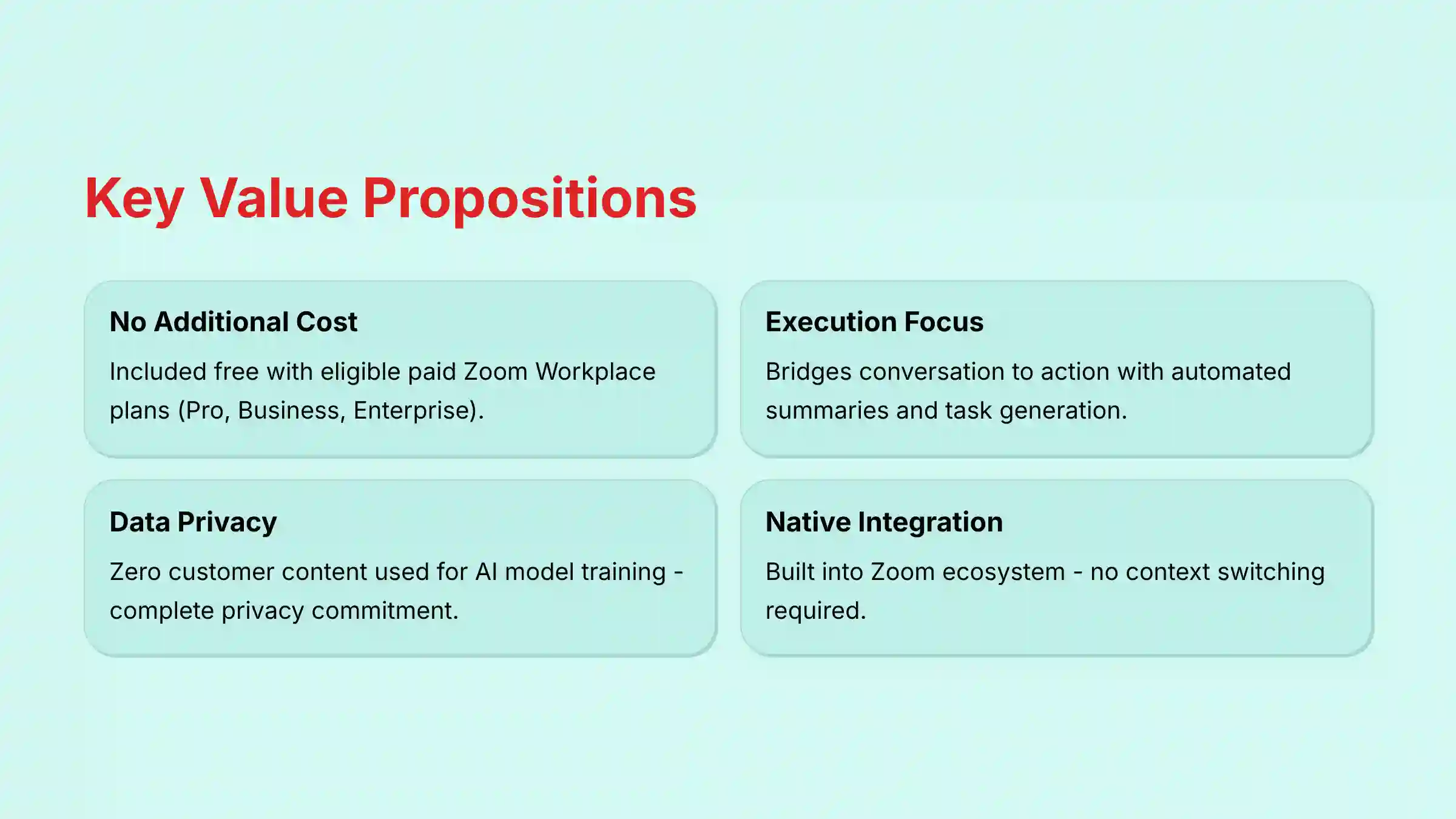 Zoom AI Companion Key Value Propositions for Project Management Teams