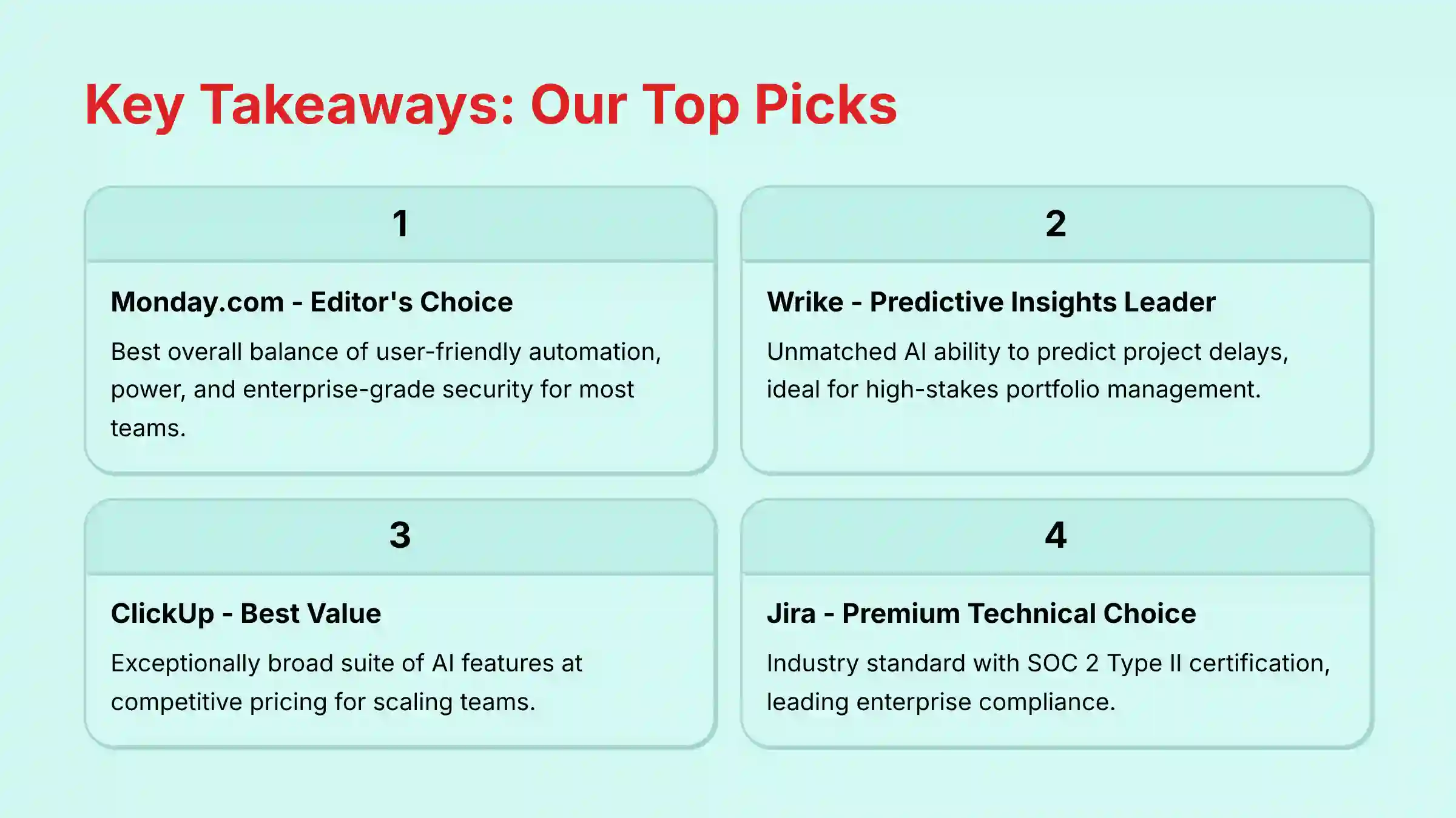 Key Takeaways: Our Top Picks