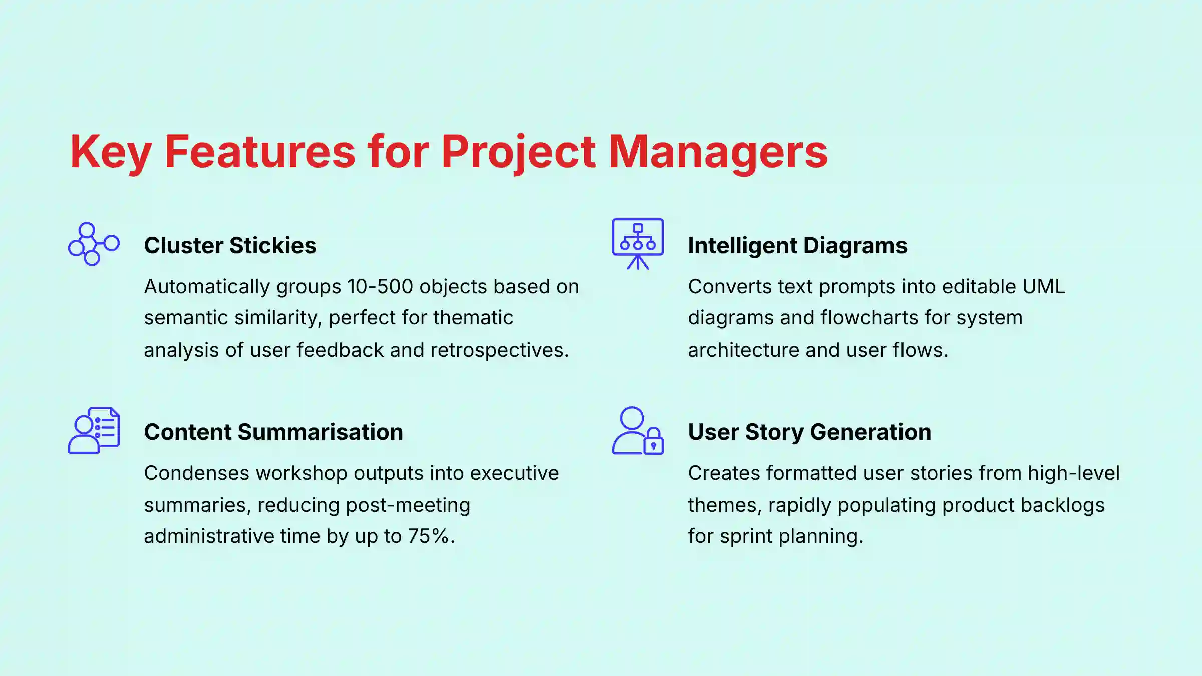 Key Features for Project Managers - Miro AI Dashboard
