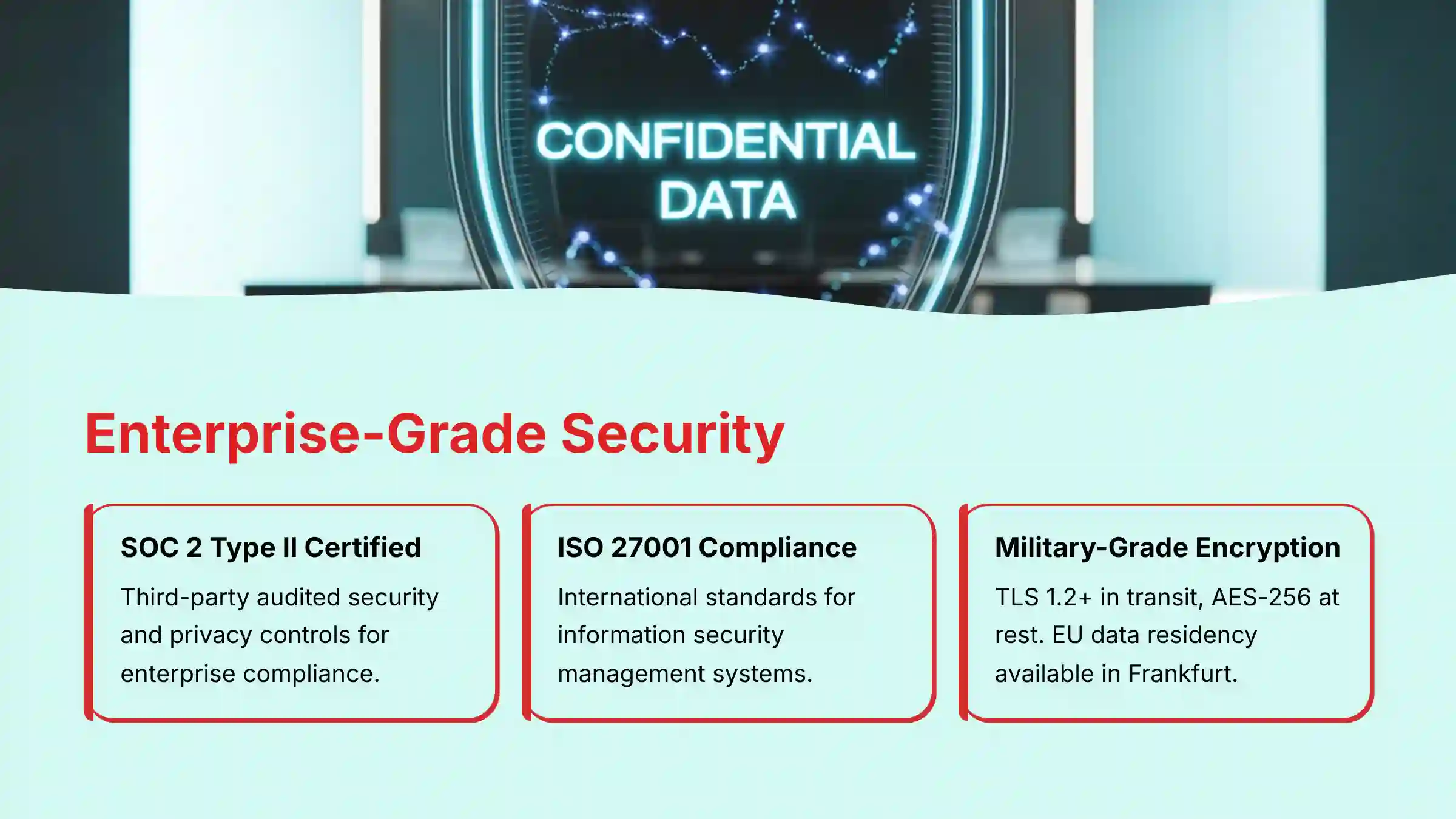 Enterprise-Grade Security - SOC 2 Type II and ISO 27001 compliance overview