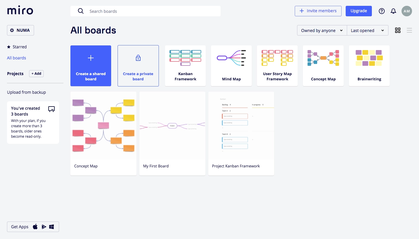 Miro AI Dashboard Interface