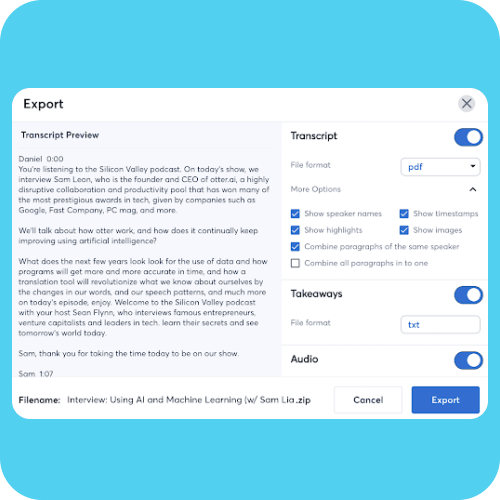 Otter.ai Meeting Transcription Interface