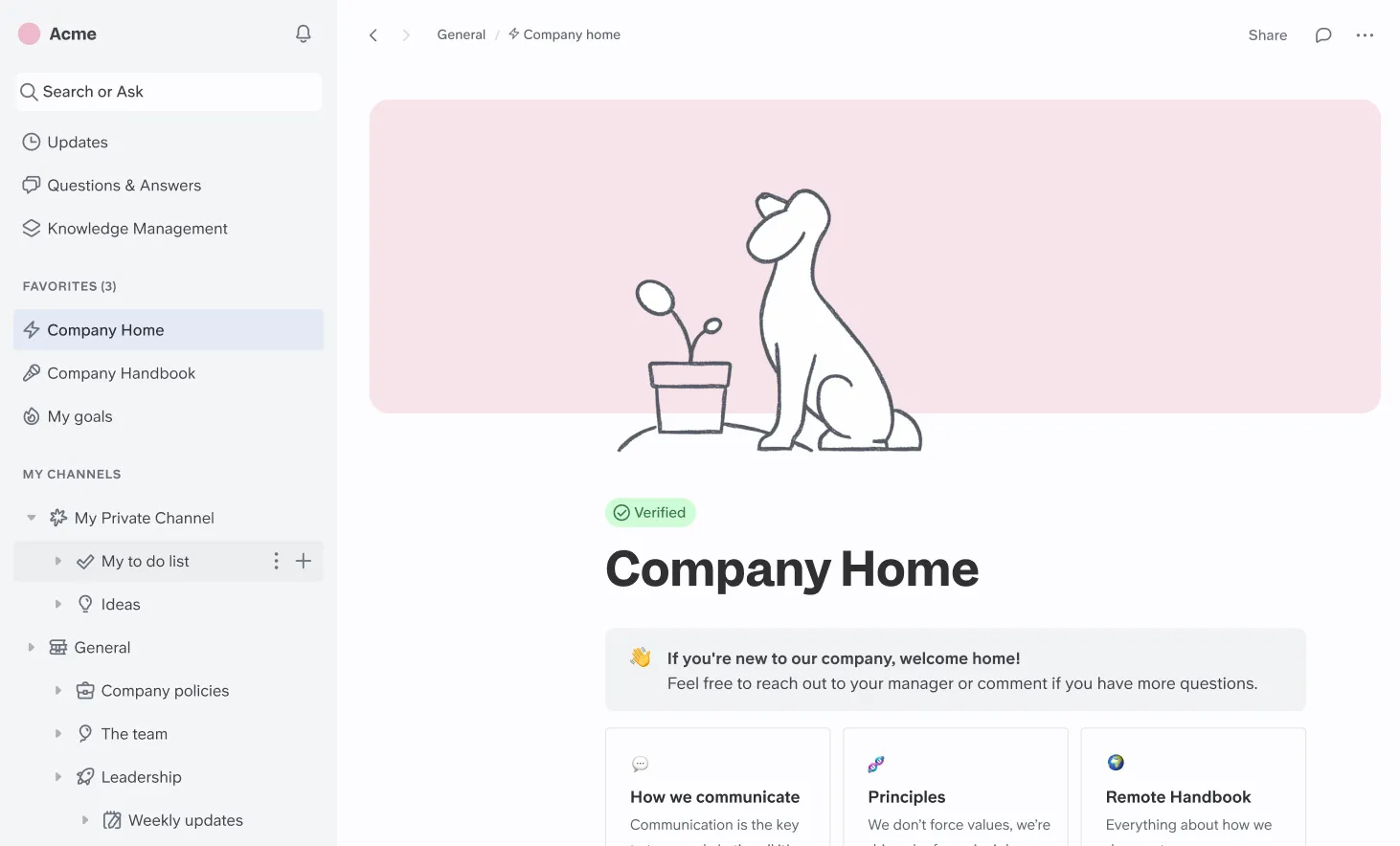Slite AI-powered knowledge base interface
