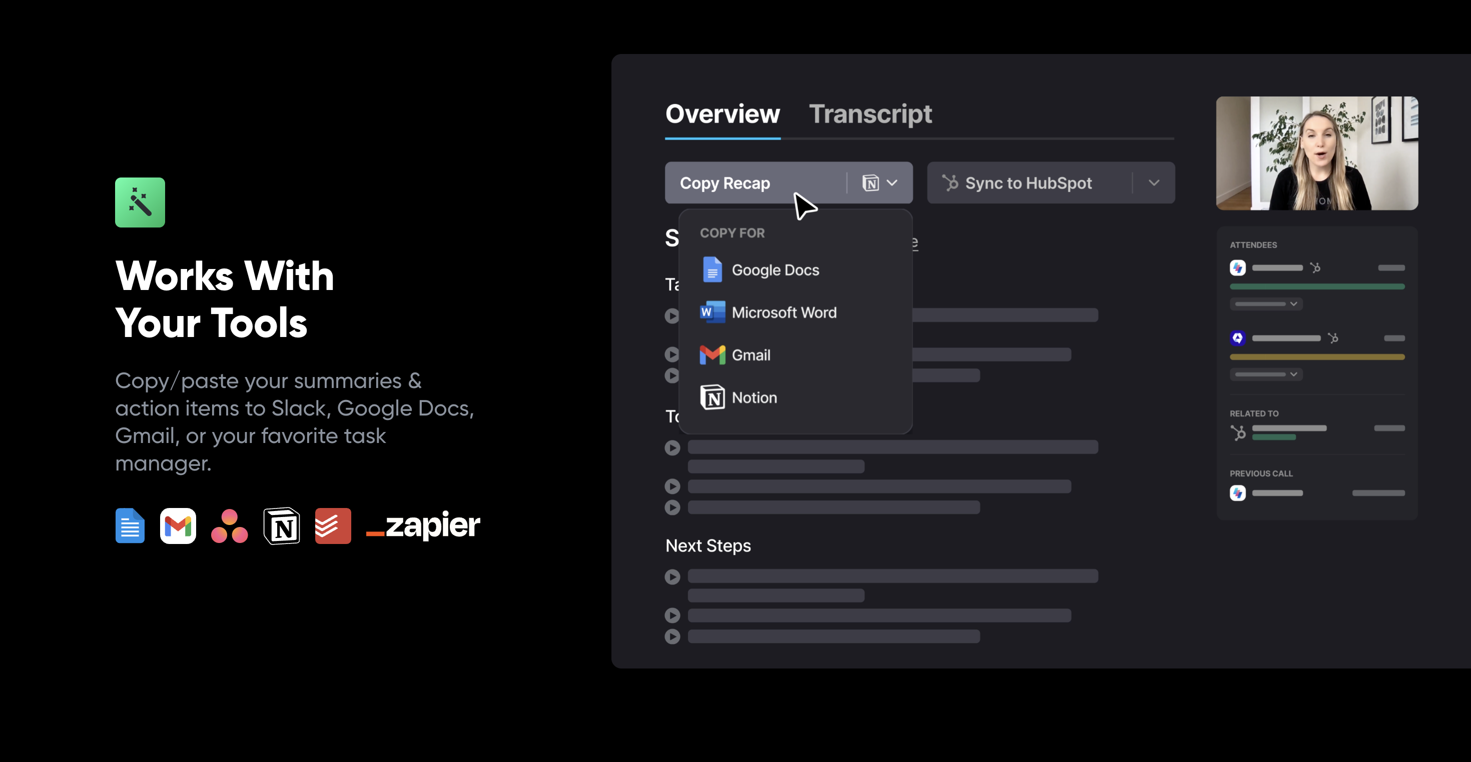 Fathom Meeting Assistant Interface