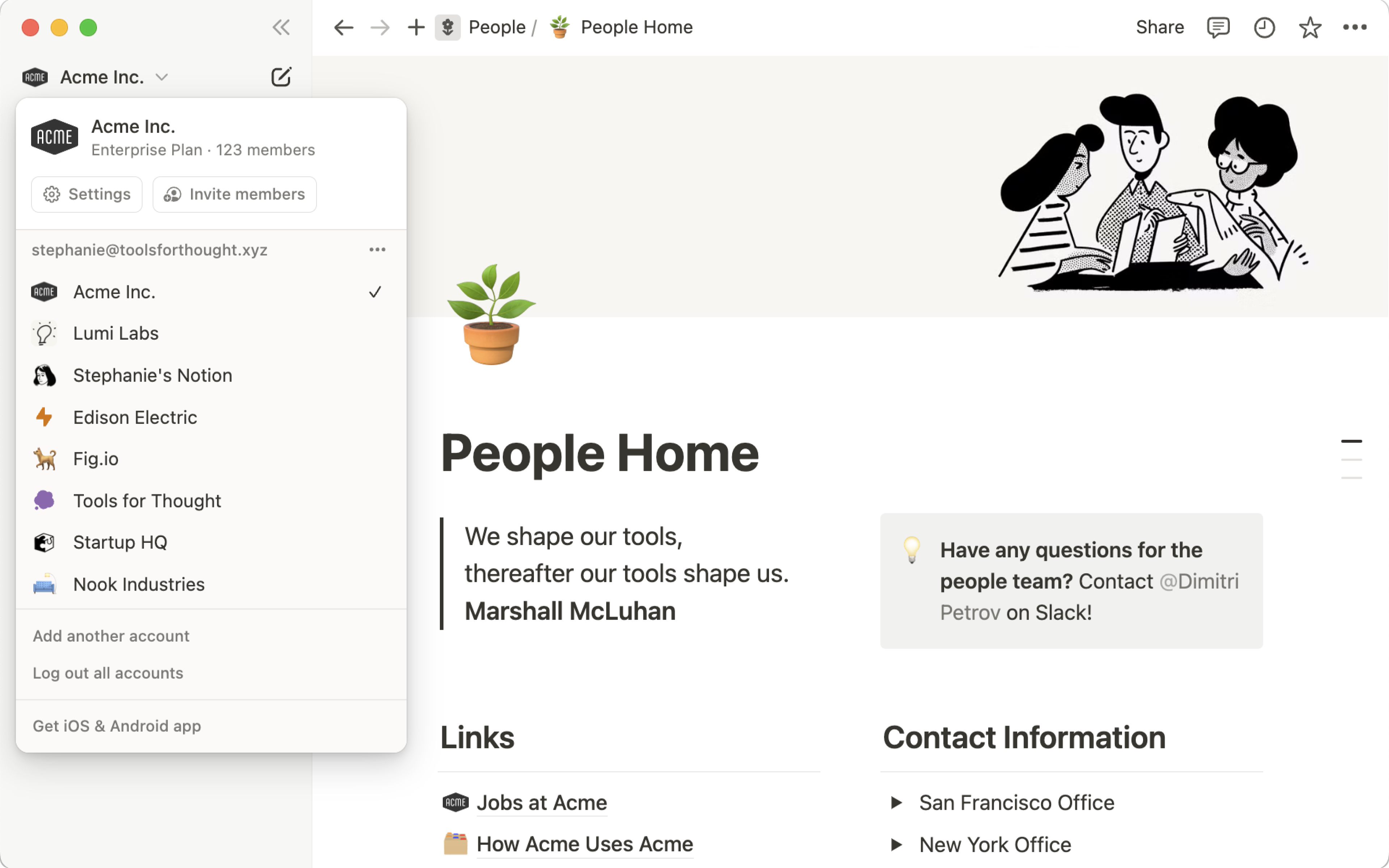 Notion AI Workspace Interface