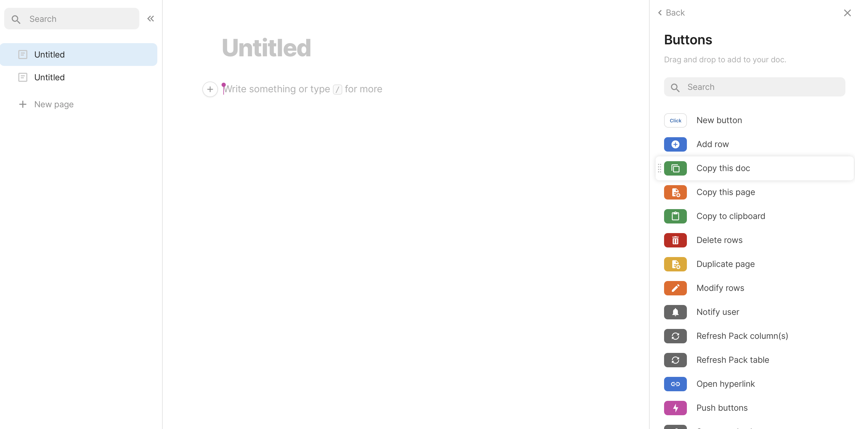 Coda document interface demonstrating doc-as-app functionality