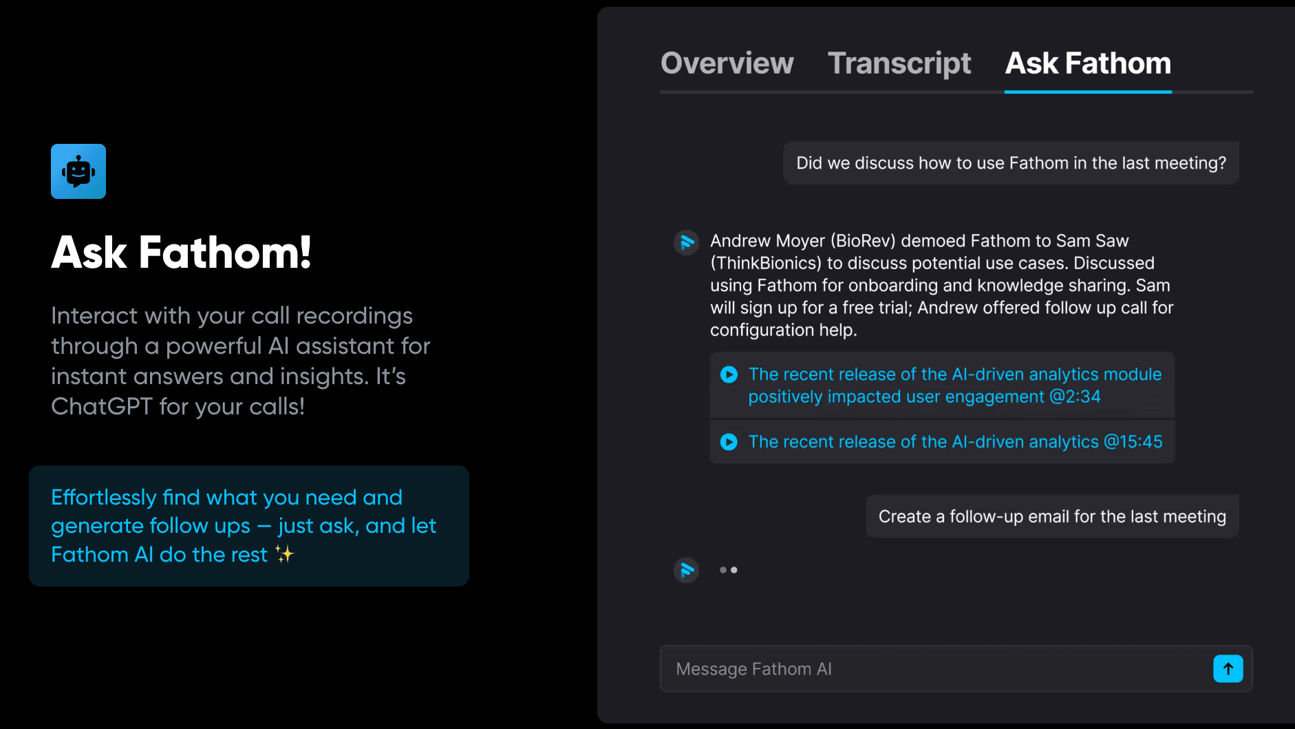 Fathom Meeting Assistant CRM Integration