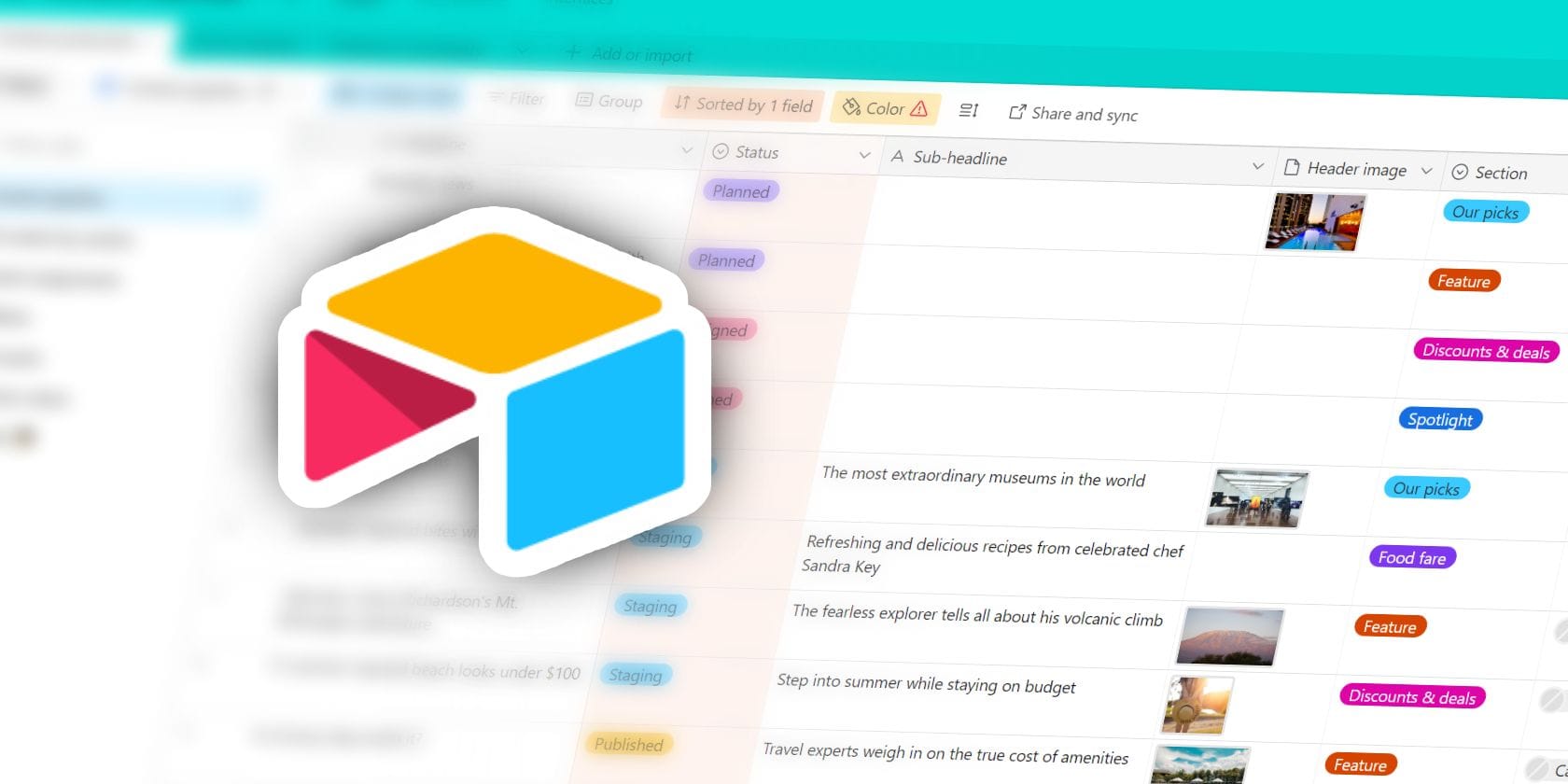 Airtable interface and logo overview