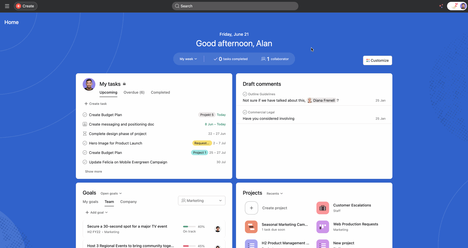 Asana Smart Answers AI chat interface