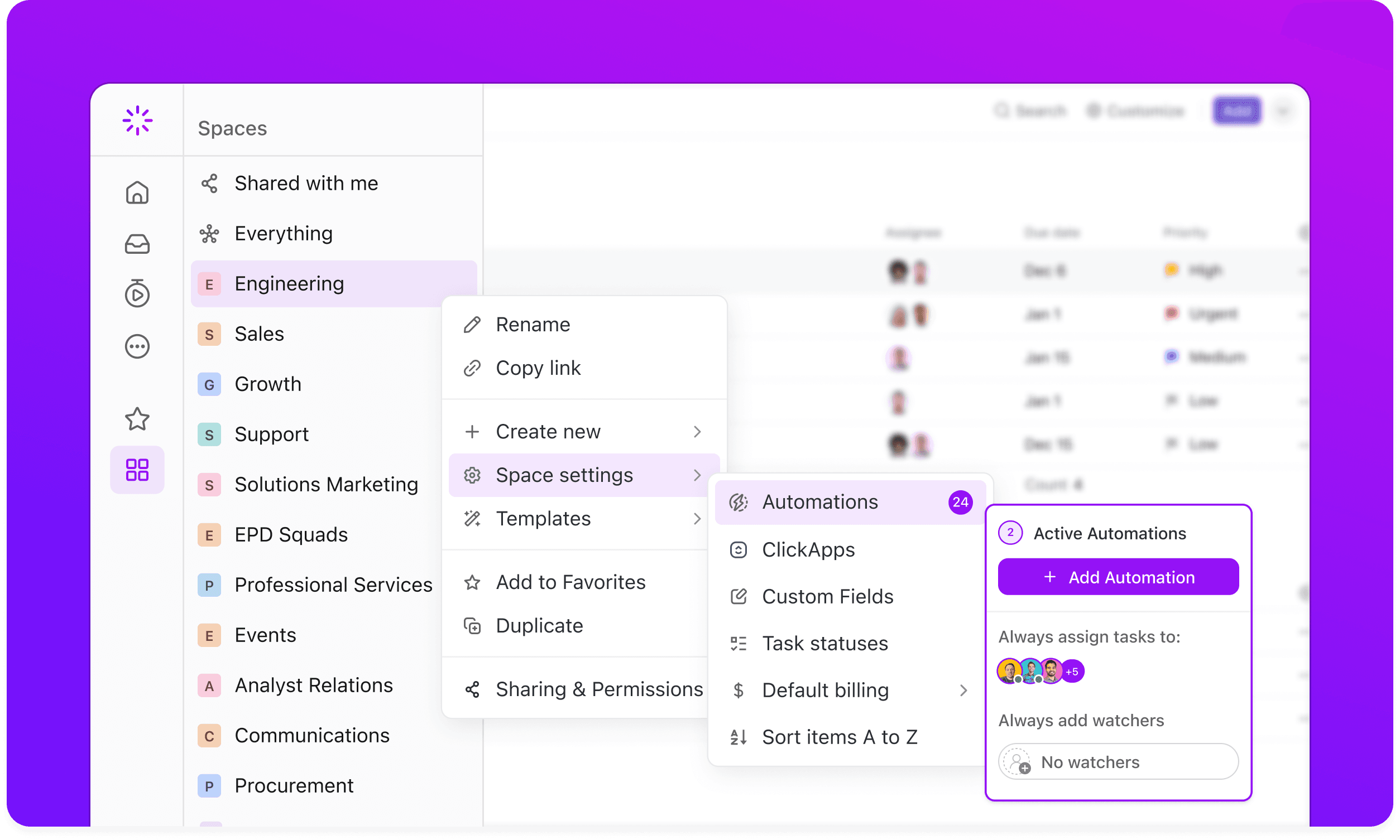 ClickUp AI Workflow Automation Features Interface