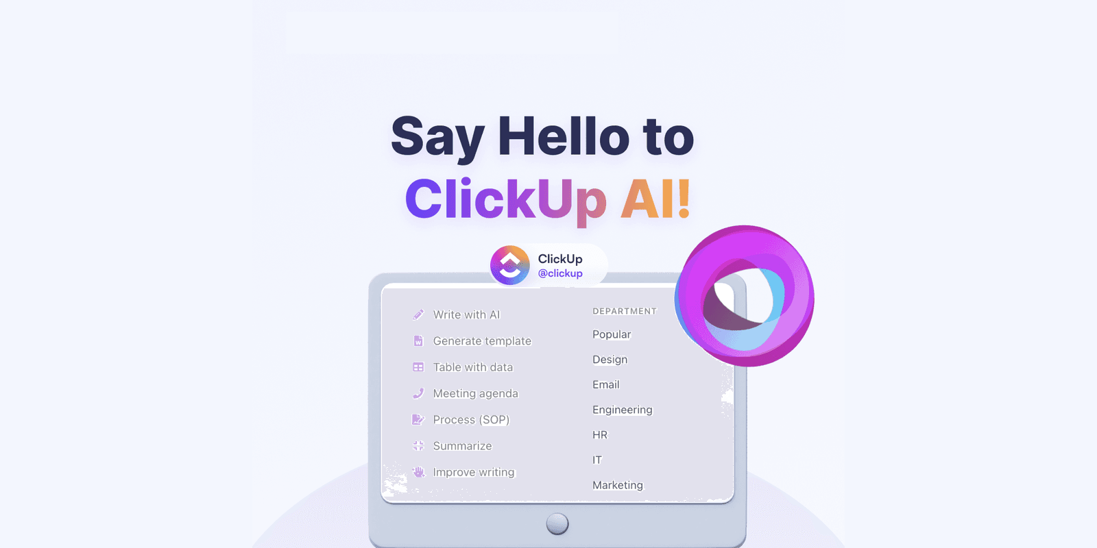 ClickUp AI writing assistant interface showing content generation capabilities