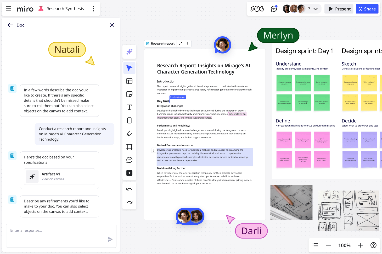 Miro AI interface and features