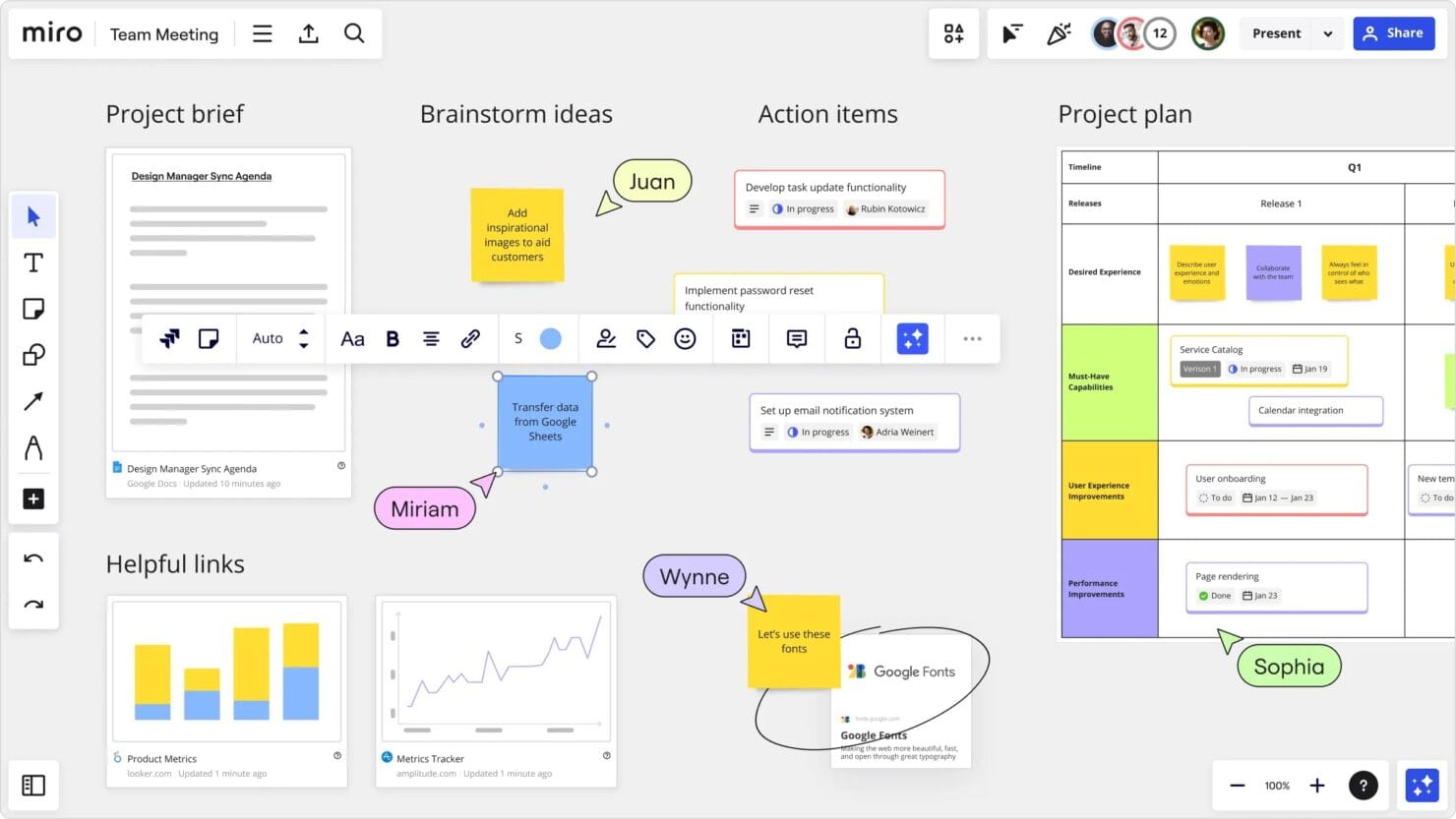 Miro infinite canvas interface