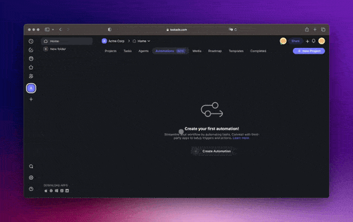 Taskade AI Agents automation features in action